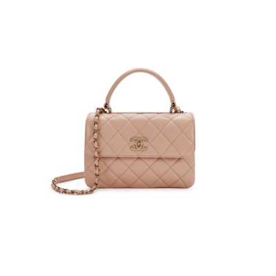 CHANEL QUILTED LAMBSKIN SMALL TRENDY CC TOP HANDLE FLAP BAG GOLD HARDWARE  (25*17*9cm) 